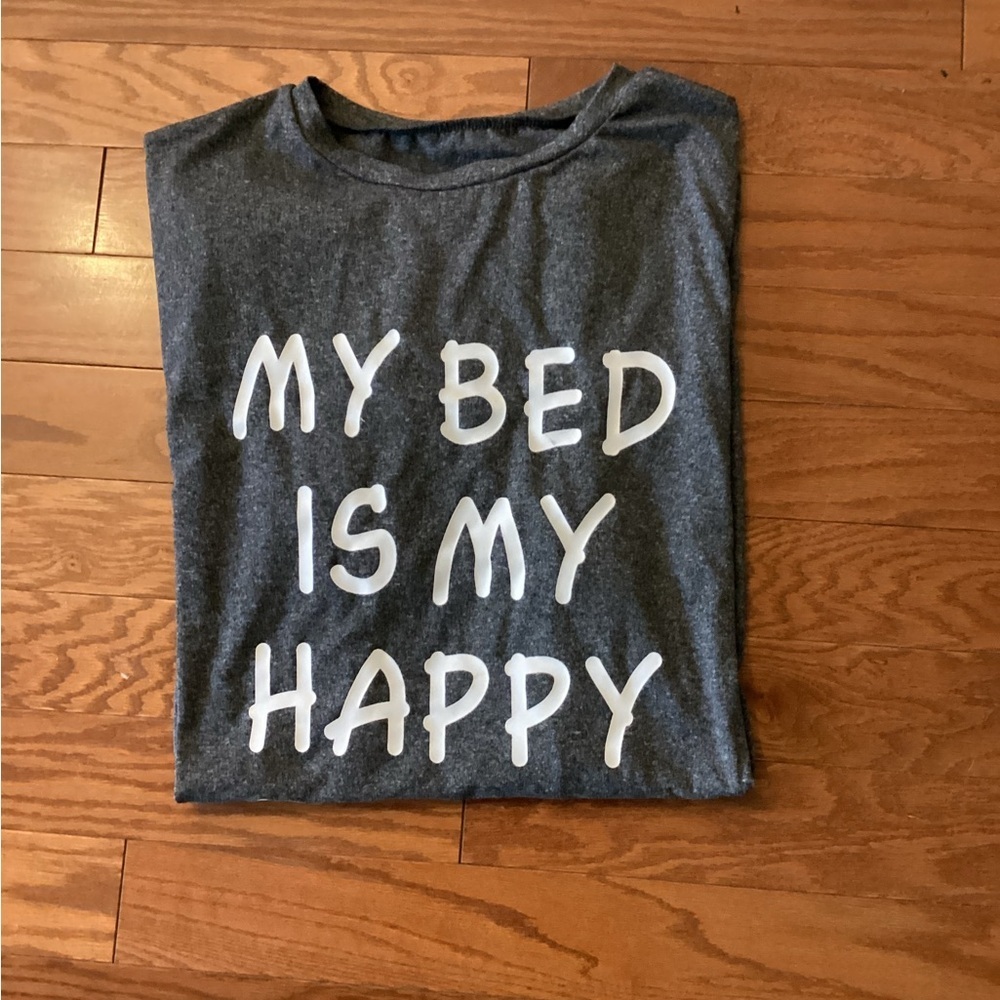 Gray Sleep T-Shirt - 'My Bed is My Happy Place' - Picture 3 of 3